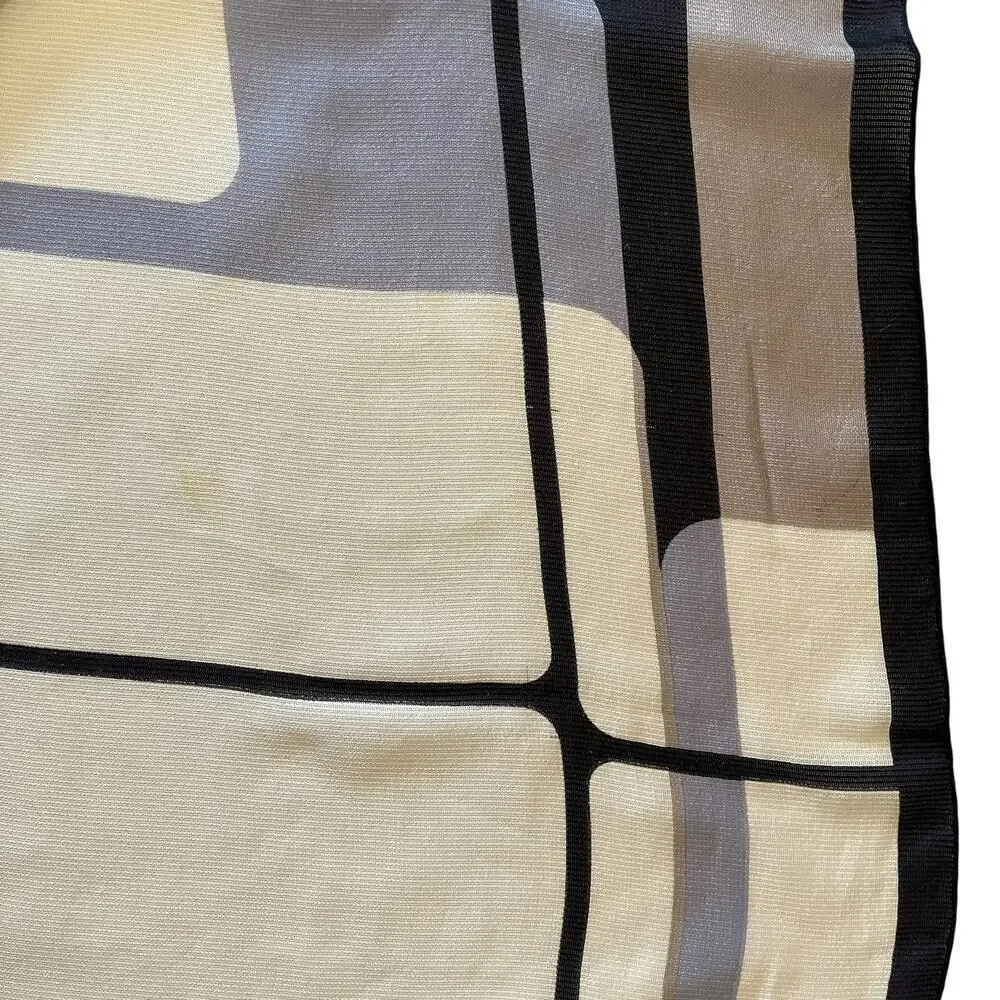 Vintage DAKS London Silk Windowpane Print Long Rectangle Scarf Shawl